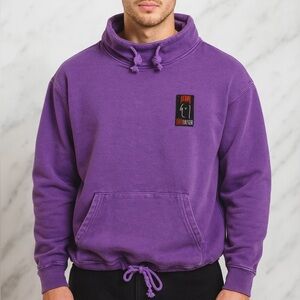 RED ERASER Vintage 90s Faded Purple Drawstring Cozy Pullover Sweatshirt